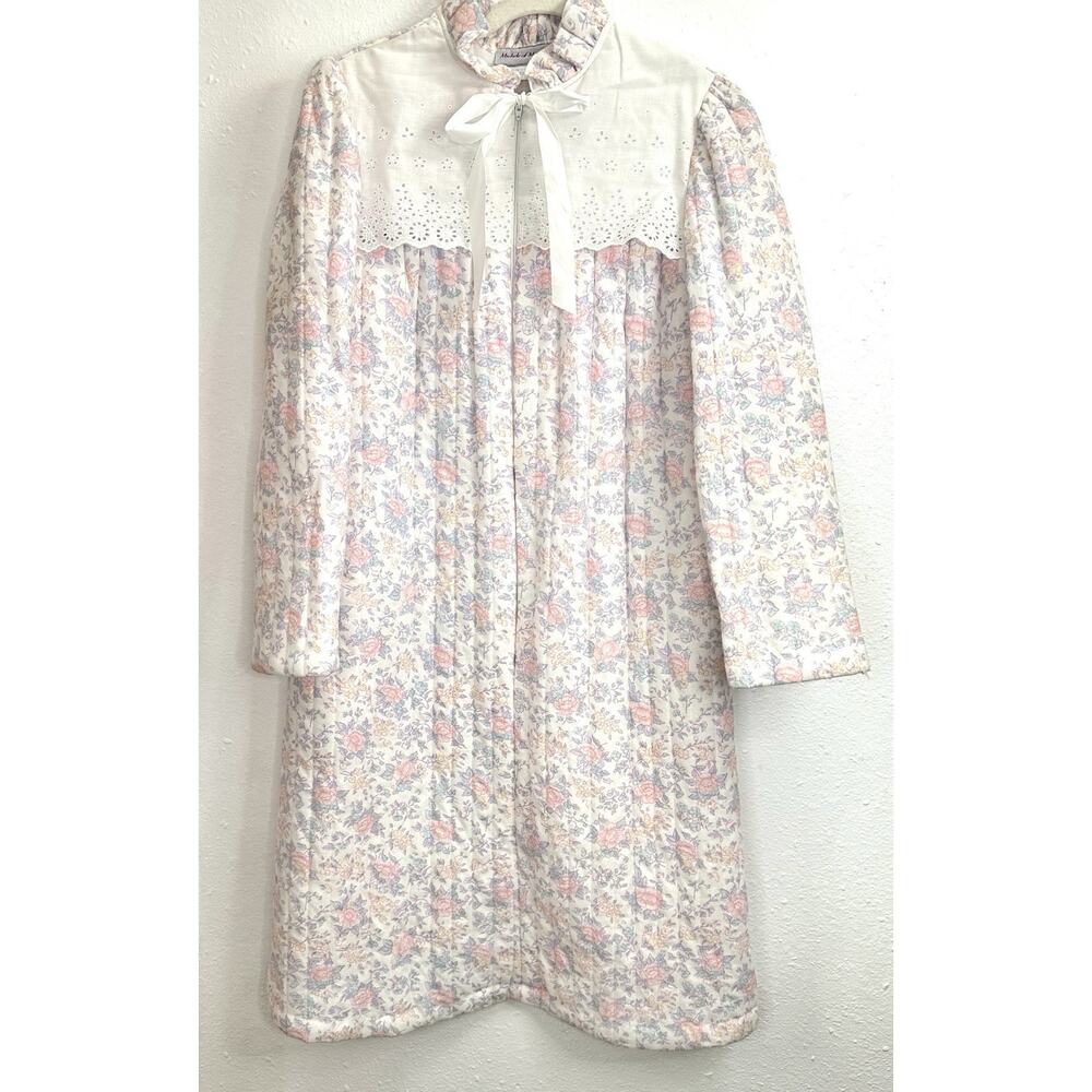 Vintage Michele Of Miami 80s Floral House Coat Night Gown